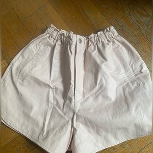 Faux leather boxer shorts in rose water